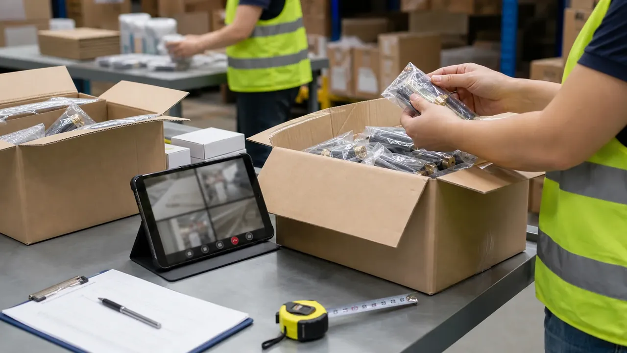 Live video product inspection inside a China warehouse
